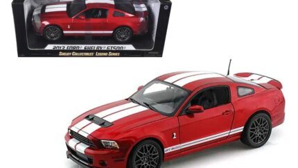 2013 Ford Shelby Mustang GT500 Diecast Model 1/18 Metallic Red with White Stripes by Shelby Collectibles
