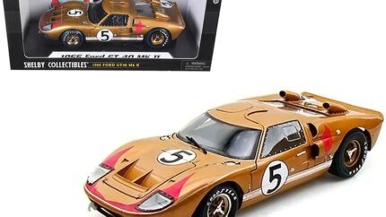 1966 Ford GT-40 MK II RHD #5 Gold Le Mans 1/18 Diecast by Shelby Collectibles