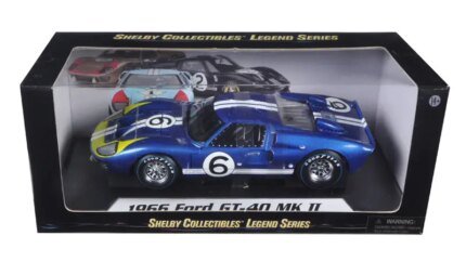1966 Ford GT-40 MK 2 Blue #6 1/18 Diecast Model by Shelby Collectibles - Iconic Racing Replica