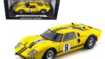 1966 Ford GT-40 MK II #8 Yellow Diecast Model 1/18 by Shelby Collectibles