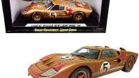 1966 Ford GT-40 MK II #5 Gold Dirty Version 1/18 Diecast by Shelby Collectibles