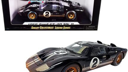 1966 Ford GT-40 MK II #2 Diecast Model - Black & Silver, Post-Race Edition by Shelby Collectibles