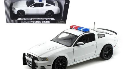 2013 Ford Mustang Boss 302 White Police Diecast Model 1/18 by Shelby Collectibles