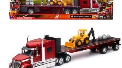 International Lonestar Truck with Flatbed Trailer & Loader - 1/32 Diecast Model by New Ray
