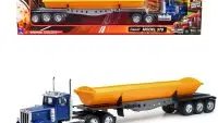 Peterbilt 379 Side Dump Diecast Model - Blue & Yellow Long Haul Truckers 1/32 by New Ray