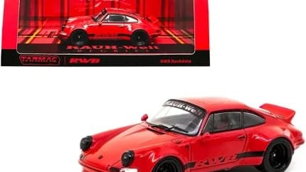 RWB "Backdate" Red with Black Stripes "RAUH-Welt BEGRIFF" 1/43 Diecast Model Car by Tarmac Works