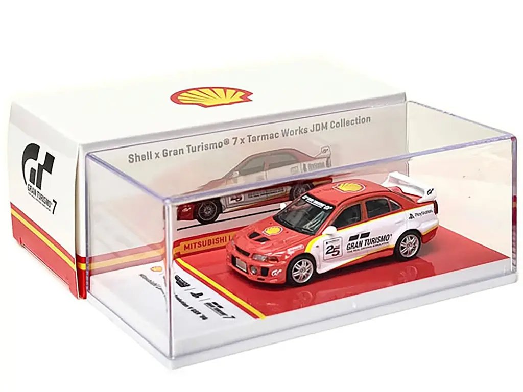 1998 Mitsubishi Lancer Evolution V GSR RHD 1/64 Diecast – Shell x Gran Turismo 7 Special Edition by Tarmac Works