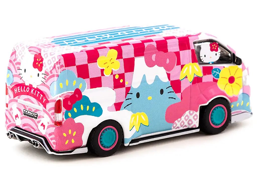 Toyota Hiace Widebody Van RHD Pink Hello Kitty Capsule Summer Festival 1/64 Diecast Model by Tarmac Works
