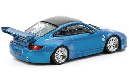 997 Old & New Body Kit Blue Metallic with Carbon Top "Toyo Tires" "Road64" Series 1/64 Diecast Model Car by Tarmac Works