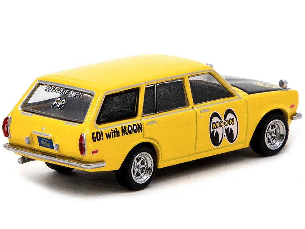 Datsun Bluebird 510 Wagon Mooneyes Yellow Diecast 1/64 Model by Tarmac Works