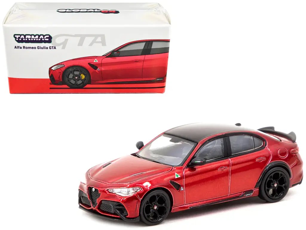 Alfa Romeo Giulia GTA Red Metallic 1/64 Diecast by Tarmac Works - Global64 Series 2 Alfa Romeo Giulia GTA Red Metallic 1/64 Diecast by Tarmac Works - Global64 Series - Image 2