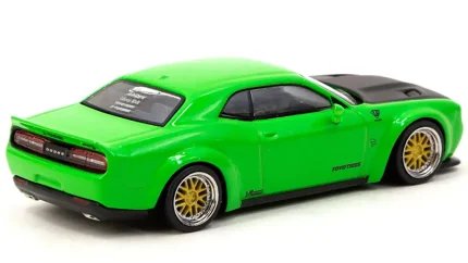 Limited Edition Dodge Challenger SRT Hellcat Green Metallic 1/64 Diecast by Tarmac Works