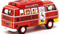 Volkswagen Type II T2 Van Red 'Hello Kitty Capsule School Bus' 1/64 Diecast Model by Schuco - Collab64 Series