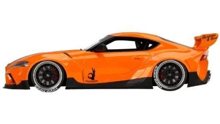 Toyota Pandem GR Supra V1.0 Orange with Black Hood 1/18 Model Car by Top Speed