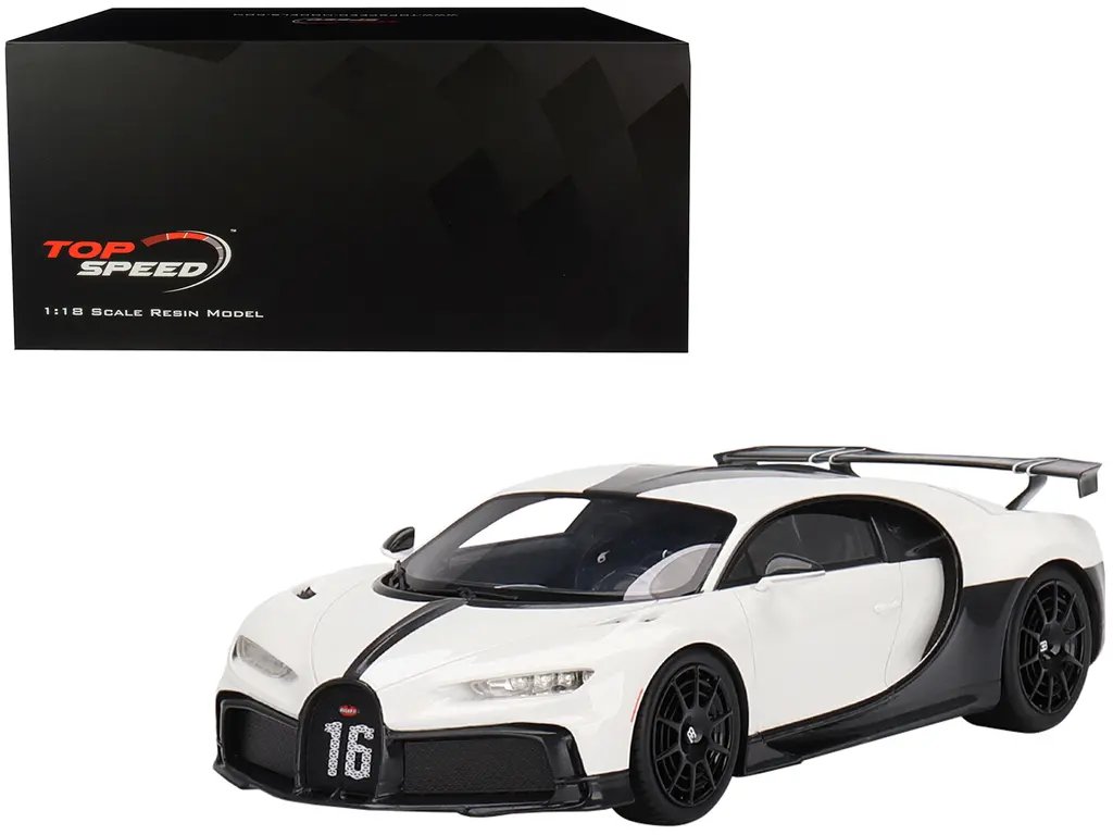 Exclusive Bugatti Chiron Pur Sport 1/18 Model Car – White & Black by Top Speed