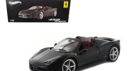 Exclusive Ferrari 458 Italia Spider Matt Black Elite 1/18 Diecast Model by Hot Wheels