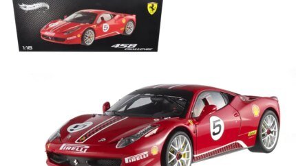 Exclusive Ferrari 458 Italia Challenge Red #5 Elite 1/18 Diecast by Hot Wheels
