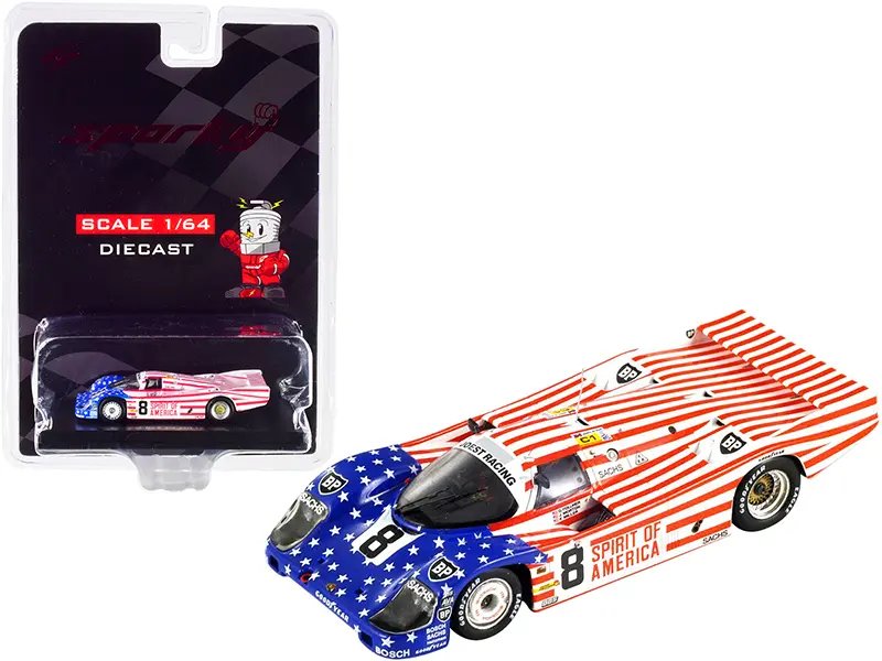 Porsche 956 #8 G. Follmer – J. Morton – K. Miller “Spirit of America” 3rd Place 24 Hours of Le Mans (1986) 1/64 Diecast Model Car by Sparky