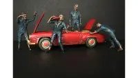 Zombie Mechanics 4-Piece Figurine Set for 1/24 Scale Models by American Diorama - Perfect for Diorama Enthusiasts