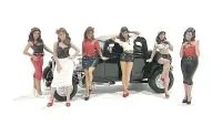 Collectible 1/18 Scale Pin-Up Girls Figure Set by American Diorama - 6 Piece Model Kit