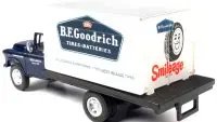 1957 Chevrolet Box Truck Model 1/87 HO Scale - Dark Blue BFGoodrich by Classic Metal Works