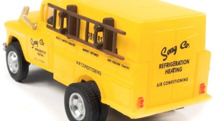 1955 Chevrolet Utility Truck Yellow "Song Co. Refrigeration and Heating" 1/87 (HO) Scale Model by Classic Metal Works