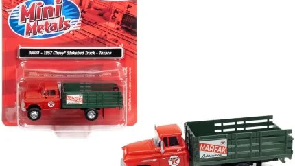 1957 Chevrolet Stakebed Truck Red Texaco 1/87 Scale Model by Classic Metal Works