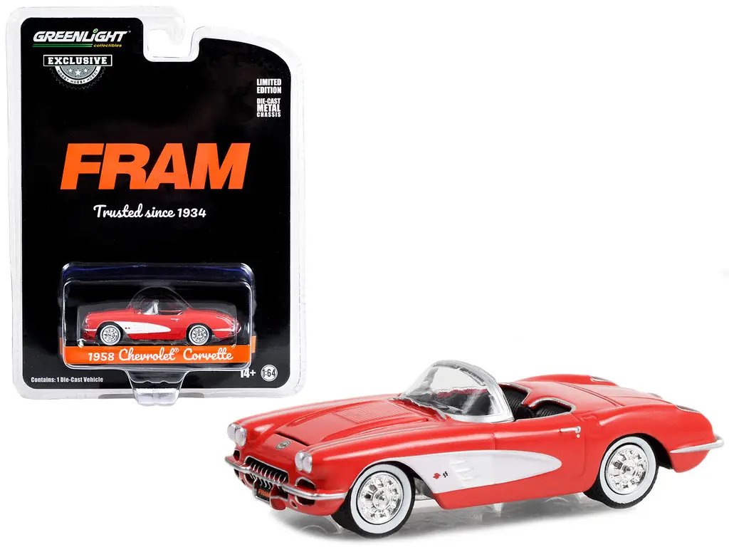 1958 Red Chevrolet Corvette Convertible 1/64 Diecast Model by Greenlight – Hobby Exclusive