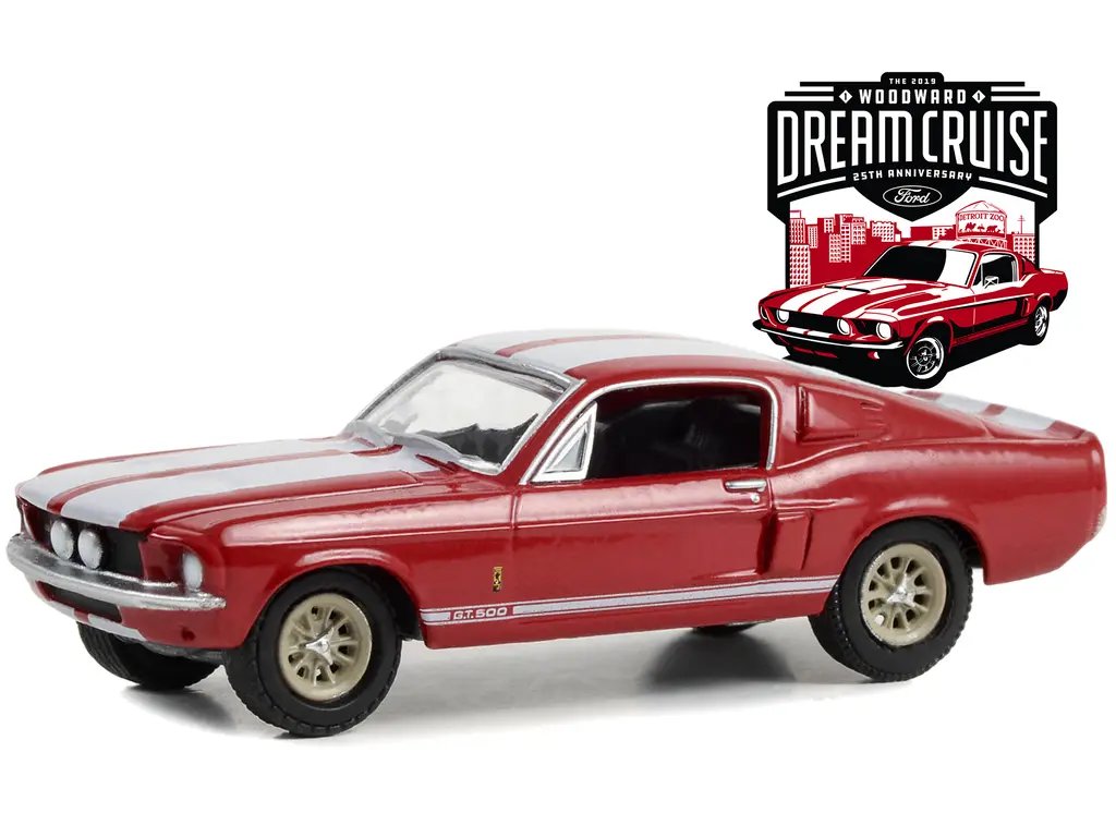 1967 Shelby GT-500 Red with White Stripes 1/64 Diecast Model – Woodward Dream Cruise Series by Greenlight