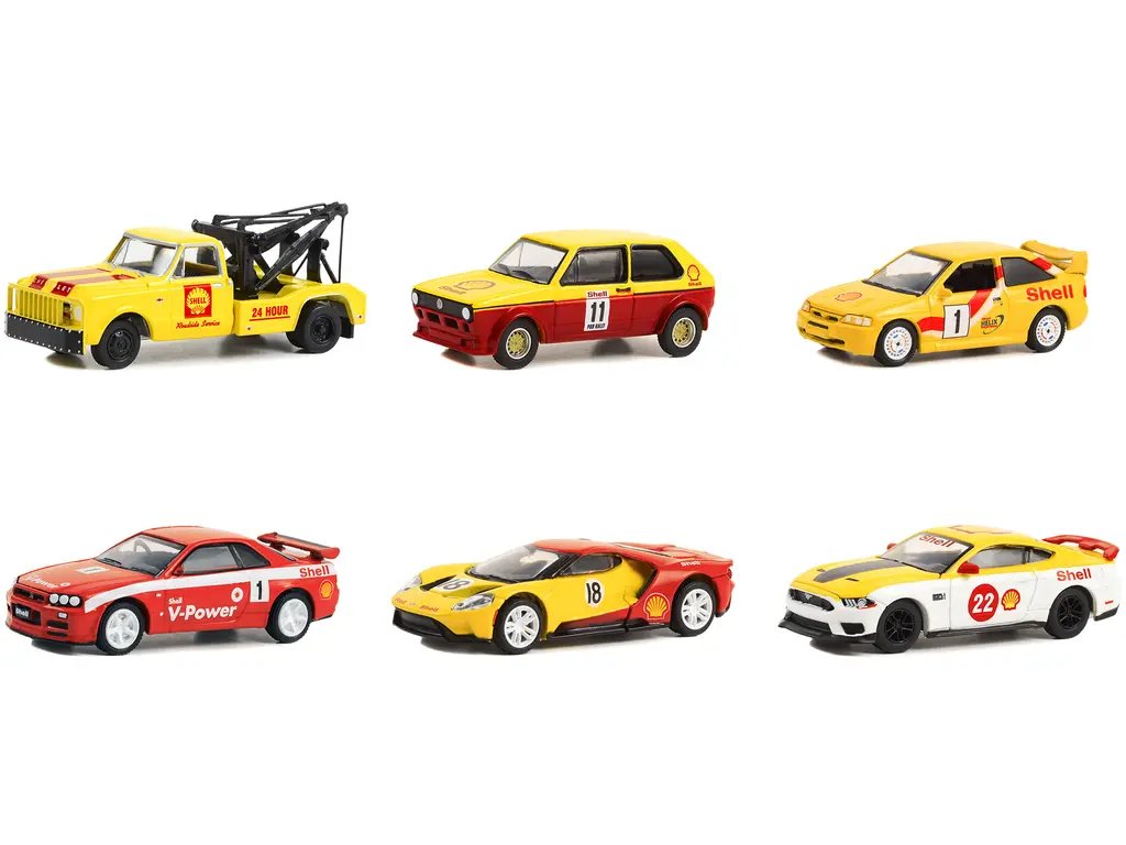 Limited Edition Shell Oil 1/64 Diecast Model Cars Set by Greenlight – Series 1