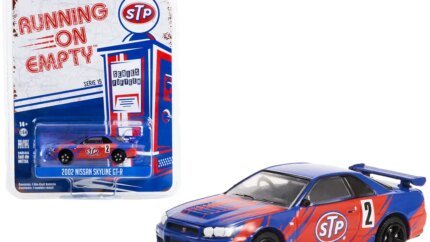 2002 Nissan Skyline GT-R R34 Diecast Model - Blue STP Graphics, 1/64 Scale by Greenlight