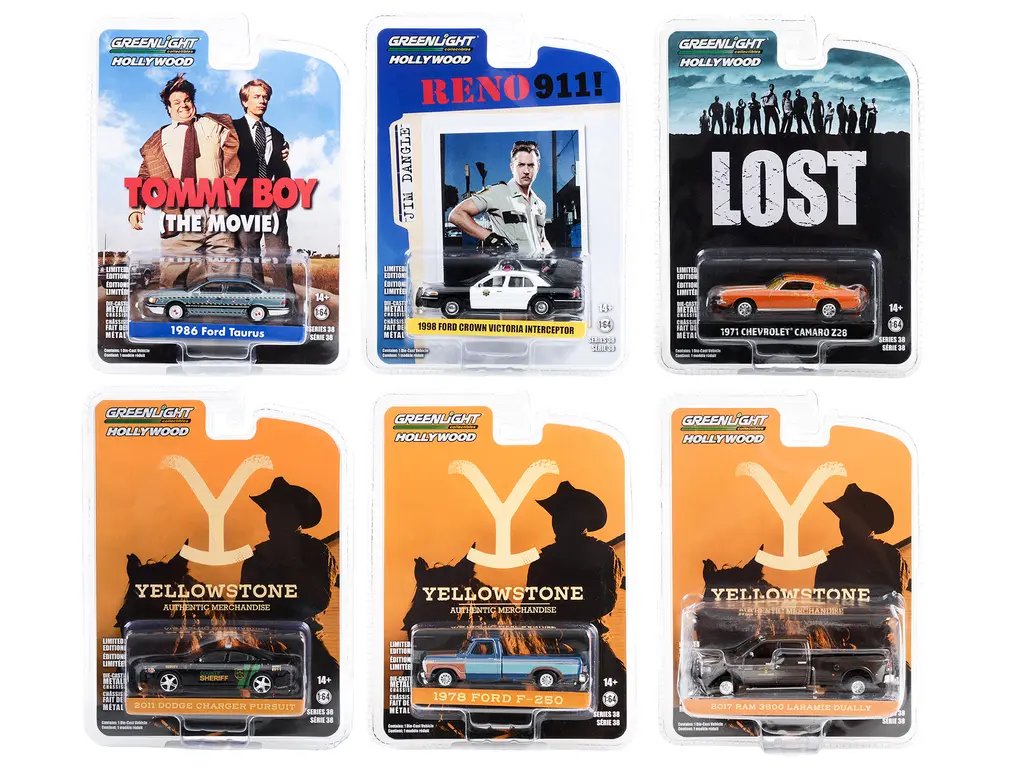 Collectible Greenlight Hollywood Series 38: Set of 6 Diecast 1/64 Model Cars