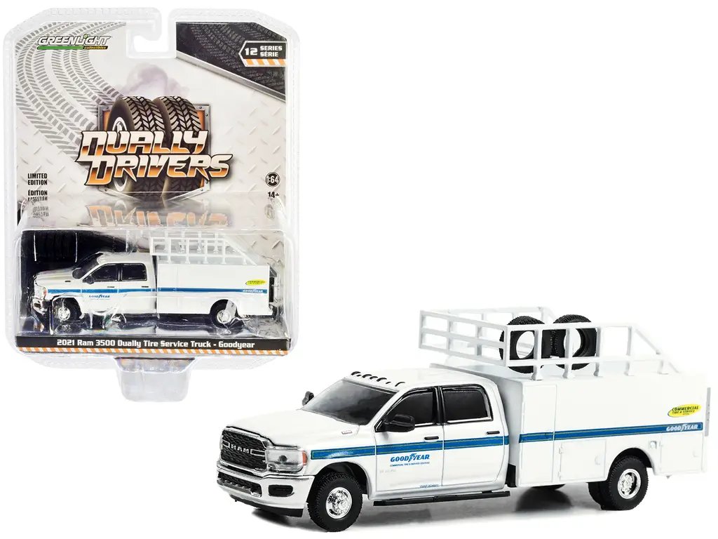2021 Ram 3500 Dually Tire Service Truck Diecast Model 1/64 by Greenlight – Goodyear Series