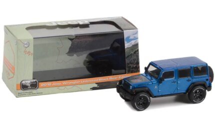 2016 Jeep Wrangler Unlimited Black Bear Edition 1/43 Diecast Model - Hydro Blue Pearl by Greenlight