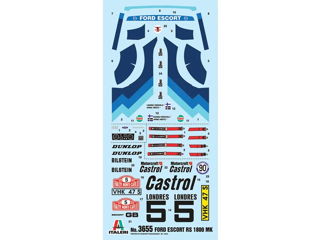 Build the Iconic 1979 Ford Escort RS 1800 Mk.II Rallye Monte Carlo 1/24 Scale Model Kit by Italeri