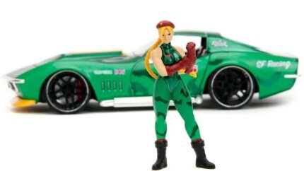 1969 Chevrolet Corvette Stingray ZL1 Green Metallic with Cammy Figure - Street Fighter Anime Hollywood Rides 1/24 Diecast by Jada