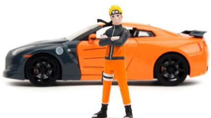 2009 Nissan GT-R R35 Orange & Gray with Naruto Figure - 1/24 Diecast Model by Jada