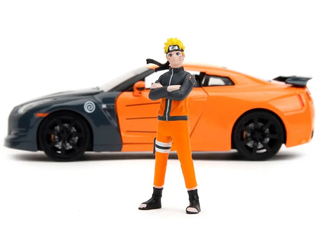 2009 Nissan GT-R R35 Orange & Gray with Naruto Figure – 1/24 Diecast Model by Jada