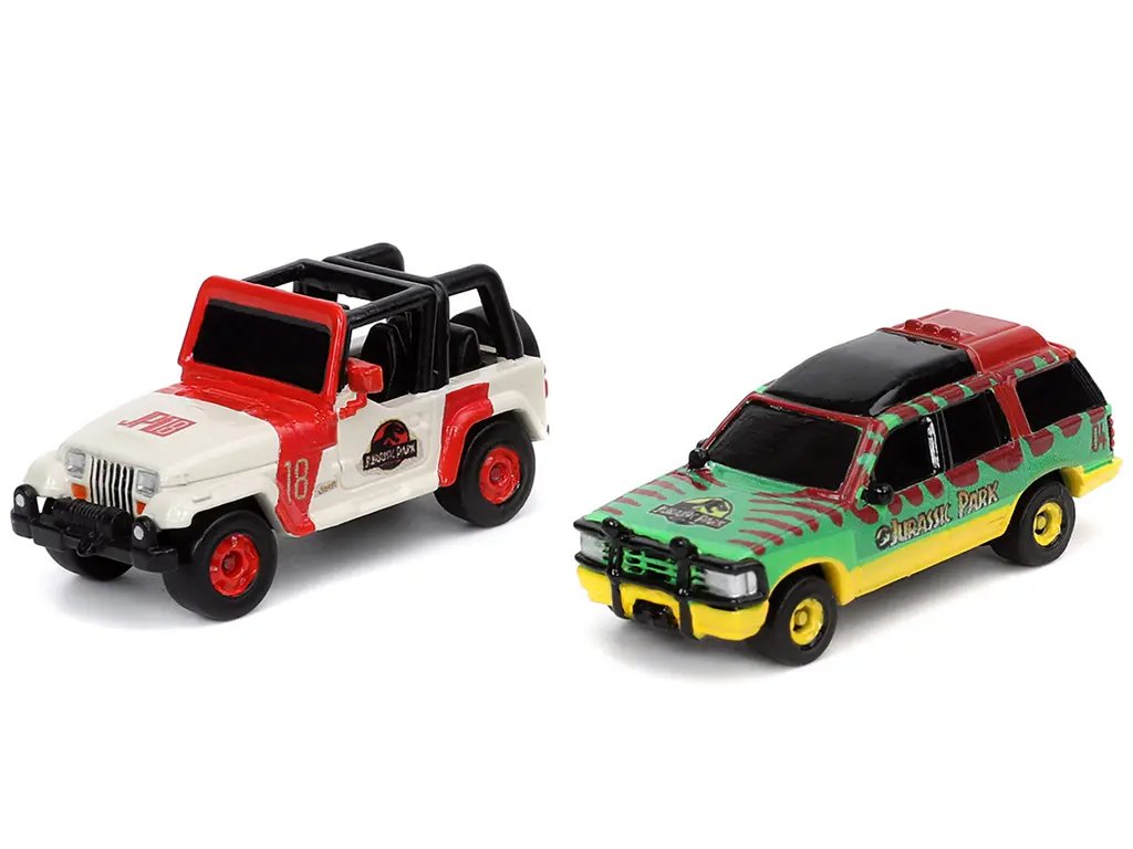 Diecast Model Cars wholesale toys dropshipper drop shipping Jurassic Park Theme Park Entrance Diorama with Jeep Wrangler and Ford Explorer 30th Anniversary Jurassic Park 1993 Movie Nano Hollywood Rides Series Jada 34244 drop shipping wholesale drop s Jurassic Park 30th Anniversary Diorama: Iconic Jeep & Ford Explorer Models by Jada