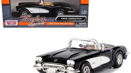 1959 Chevrolet Corvette Black 1/24 Diecast Model Car by Motormax - Classic Collectible