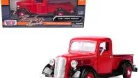 1937 Ford Pickup Truck Red & Black 1/24 Diecast Model by Motormax - Classic Collectible
