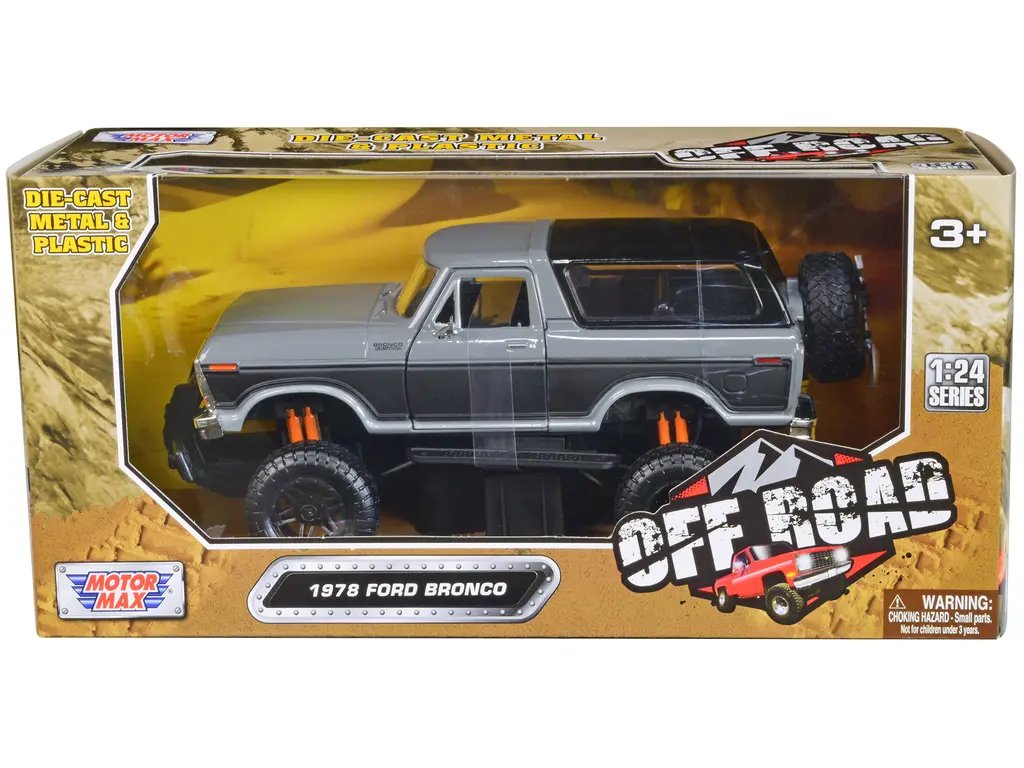 1978 Ford Bronco Custom Gray & Black Off-Road Diecast Model 1/24 by Motormax