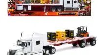 International Lonestar Flatbed Truck Diecast Model with Forklift & Barrels - 1/32 Scale by New Ray