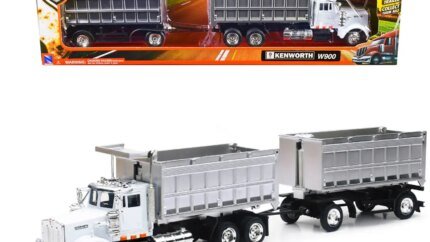 Kenworth W900 Dump Truck Diecast Model 1/43 - White & Chrome Long Haul Trucker by New Ray