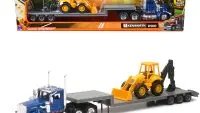 Kenworth W900 with Lowboy Trailer & Backhoe Diecast Model 1/43 - Long Haul Trucker Series by New Ray