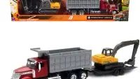 International Lonestar Dump Truck & Excavator Diecast Model - Long Haul Truckers Series by New Ray