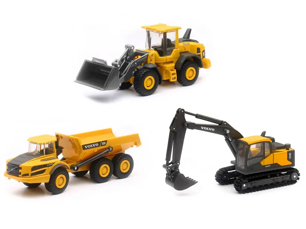 Authentic Volvo Construction Vehicles Diecast Model Set – 3-Piece Collection by New Ray