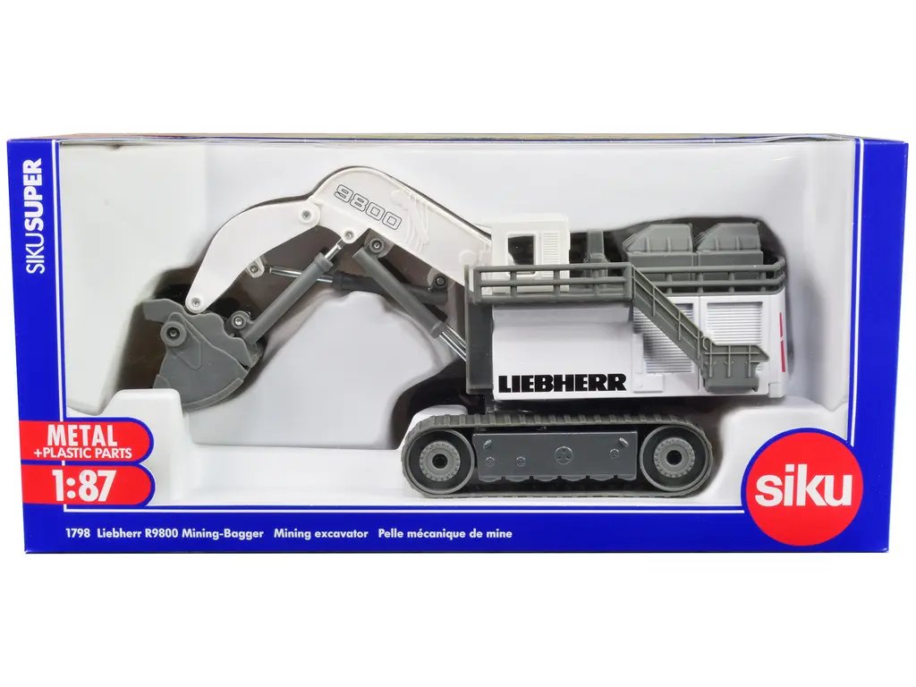 Authentic Liebherr R9800 Mining Excavator 1/87 Diecast Model by Siku - White & Gray 4 Authentic Liebherr R9800 Mining Excavator 1/87 Diecast Model by Siku - White & Gray - Image 4