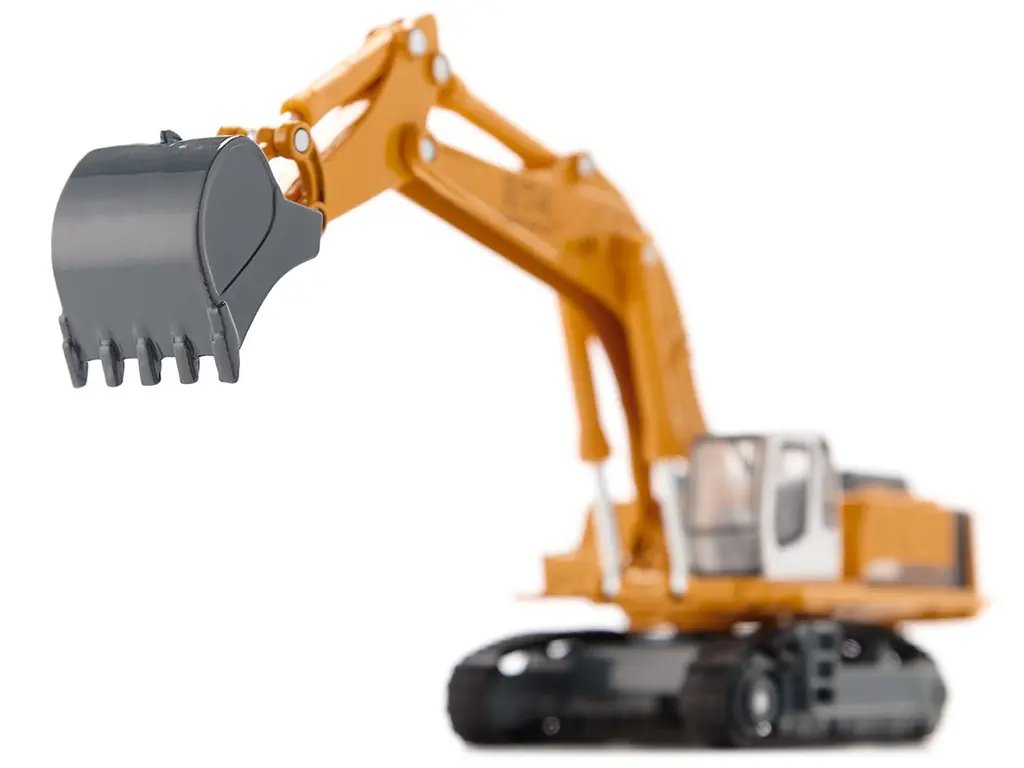 1/87 Siku Diecast Models: Blue Heavy Haulage Flatbed & Yellow Liebherr 974 Excavator