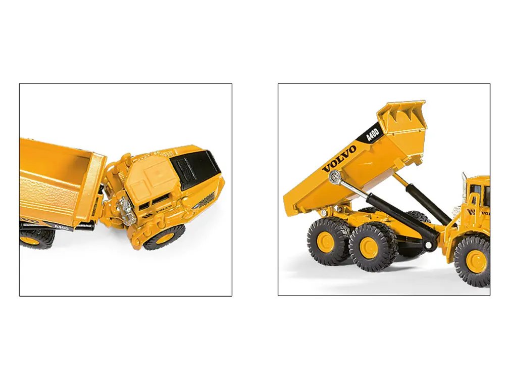 Volvo A40D Dump Truck Yellow 1/87 HO Diecast Model by Siku – Perfect for Collectors